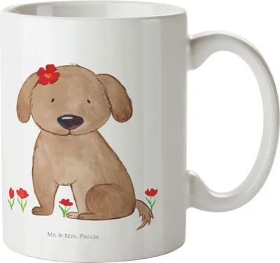 Produktbild von Mr. & Mrs. Panda Pott Hund Dame - Weiß - Geschenk, Hunde, Becher, Tasse, Keramiktasse, Kaffeetasse, Flauschig, Vierbeiner, Liebe, Sprüche, Kaffeebecher, Liebenswert