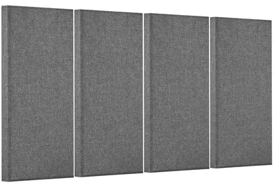 Image de Panneaux acoustiques SucceBuy, lot de 4, 600x300x50 mm, en fibre de verre, plaques absorbantes de son, panneaux muraux auto-adhésifs, idéaux pour les studios, les bureaux, les salles de cinéma maison et les salles de conférence, couleur gris