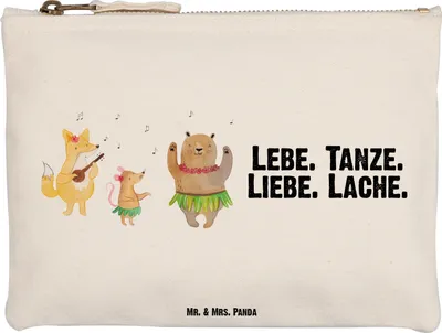 Produktbild von Mr. & Mrs. Panda Pouch Waldtiere Aloha Größe M - Weiß - Geschenk, Hase, Lustige Sprüche, Musik, Wald, Igel, Federtasche, Tanzen, Schlampermäppchen, Kosmetiktasche
