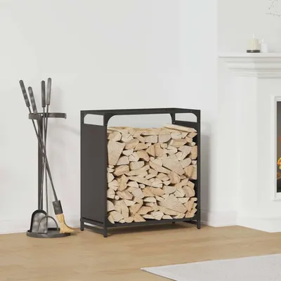Produktbild von "2026 Promotion" Brennholzregal Schwarz 60x28x65 cm Kaltgewalzter Stahl - Kaminholzregale CC32412