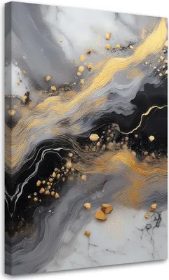 Produktbild von Leinwandbild Abstrakt Marmor Gold Schwarz 80x120 Feeby Schwarz bild für die wand bereit zum aufhängen