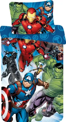Produktbild von Marvel Avengers Bettwäsche Kopfkissen Bettdecke für 135x200