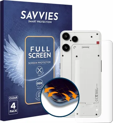 Produktbild von 4x Savvies Fullscreen Schutzfolie für Nothing Phone (3a) Lite (Rückseite) Displayschutz Folie Fullcover Klar Transparent