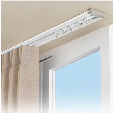 Zdjęcie produktu dla Profil do zasłon aluminiowy, jedno torowy, 6 mm, bardzo płaski, 1,2 m, biały, montaż sufitowy