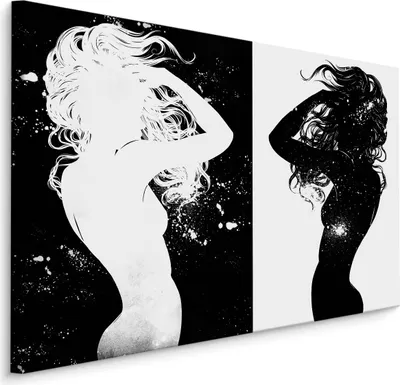 Zdjęcie produktu dla Obraz na Płótnie Czarno-białe Sylwetki Akt 120x80cm