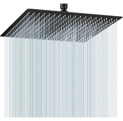 Immagine prodotto di Doccia a pioggia, quadrata, 30x30 cm, acciaio inossidabile nero, regolabile a 360°