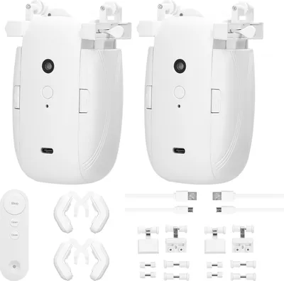 Image de 2pcs 3 in1 Intelligent Curtain Motor Home Electric Curtain Opener No Wiring with Remote Controller for I-Rail/U-Rail/Roman Rod (Moteur de rideau intelligent pour la maison, ouverture de rideau électrique sans câblage avec télécommande pour I-Rail/U-Rail/tringle romaine)