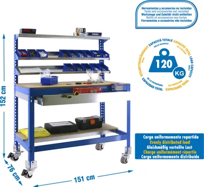 Immagine prodotto di SIMONWORK MOBILE BT1 BOX 1500 Banco da lavoro in metallo BLU/MADEIRA