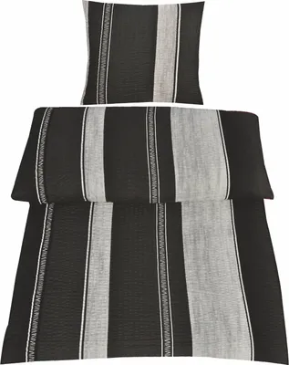 Produktbild von 2-teilig SEERSUCKER Bettwäsche-Set Mikrofaser Bettgarnitur Bettbezug Übergröße 155x220 Kissenbezug 80x80 NEU Modern Silber Grau Anthrazit