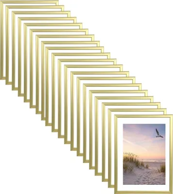 Produktbild von Set Bilderrahmen 21x29,7 DIN A4 Fotorahmen aus Kunststoff Bilder Foto Posterrahmen Collage Wanddeko AC-6 - Farbe: 20er Pack Gold
