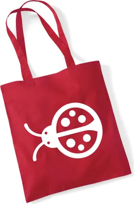 Produktbild von Huuraa Jutebeutel Marienkäfer Silhouette 10 Liter Classic Red Baumwolle Tasche Geschenkidee