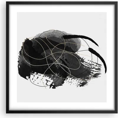 Produktbild von Gerahmtes Poster - Schwarzer Rahmen - Abstraktion Schwarz Flecken - 50x50 cm - Wand Bild - Wanddeko - Wandbilder - Kunstposter - Wandposter - Bilderrahmen - Bilder - Kunstdruck - P2BAC50x50-4368
