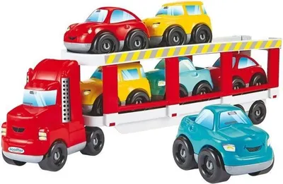 Produktbild von Ecoiffier Abrick Autotransporter, 6 Autos, 2 Etagen, Rot, Ab 18 Monaten