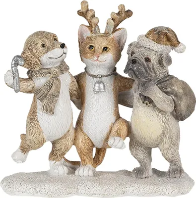 Immagine prodotto di Clayre & Eef Figurine Animali 13x5x12 cm Grigio Beige Animali in plastica