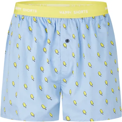 Image de Boxer court pour homme Happy Shorts - Style américain, coton, imprimé bleu glacier, taille L