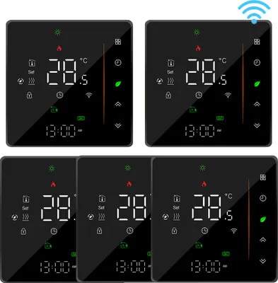 Produktbild von 5X WiFi Intelligent Raumthermostat Thermostat, WiFi elektrische Fussbodenheizung APP Control Voice Heizung Kompatibel mit Alexa/Google für zu Hause 16A - Schwarz