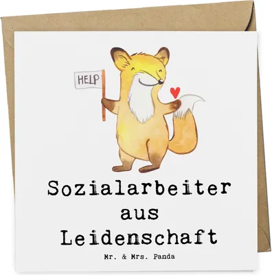 Produktbild von Mr. & Mrs. Panda Grußkarte Sozialarbeiter Leidenschaft - Weiß - Geschenk, Klappkarte, anlasskarte, doppelkarte, Glückwunschkarte, faltkarte