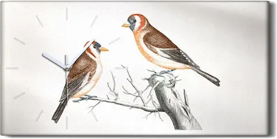 Produktbild von Wandkunst Leinwand Bild Uhr Geräuschlos 60x30 Gemälde Tier Vogel Zweig Kunst - weiße Hände