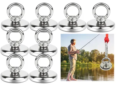 Produktbild von Neodym Magnete 8 Stück 32mm Extra Stark 45kg Magnetfischen