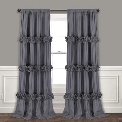 Produktbild von Verdunkelungsgardinen mit Rüschen Set 2 Stück 245x140 cm Dunkelgrau
