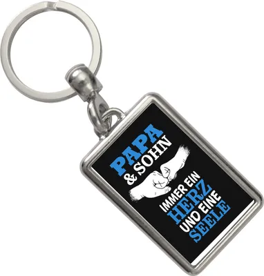 Produktbild von Papa & Sohn ein Herz und eine Seele Schlüsselanhänger mit Spruch in blau