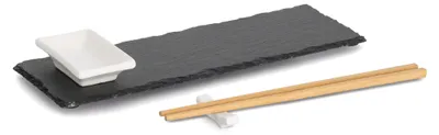Immagine prodotto di Set per sushi Zeller, 4 pezzi, ardesia/Vetroceramica/bambù, antracite, ca. 30 x 10 x 0,7 cm