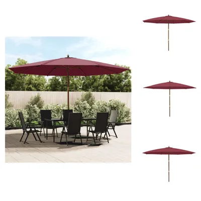 Image de vidaXL Parasol avec mât en bois rouge bordeaux 400x273 cm - Parasols & ombrelles