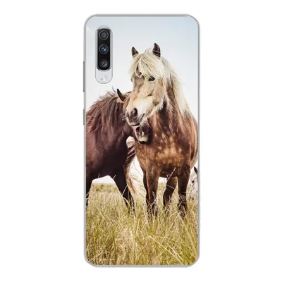 Produktbild von MuchoWow® Handyhülle Schutzhülle Hülle für Samsung Galaxy A70 Pferde - Gras - Frühling Silikon Softcase Handy Hülle - Schutzhaube