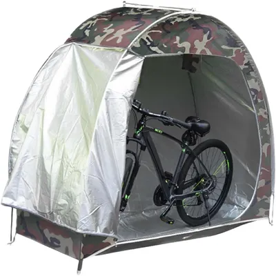 Produktbild von Fahrradunterstand, 210D Oxford-Gewebe, 195 cm x 80 cm x 163 cm, Geeignet für 3-4 Fahrräder, Wasserdichtigkeitsbewertung 4000mm, Rostbeständiger Rahmen