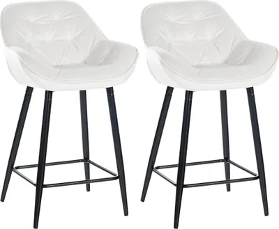Produktbild von 2er Set Barhocker HLO-CP261 Samt cremeweiß