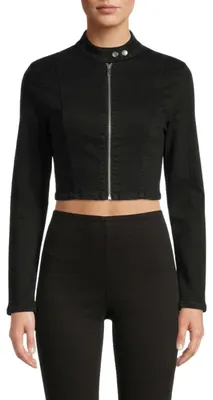 Productafbeelding van Zara dames jeansjas, cropped model, kort, zwart, maat M