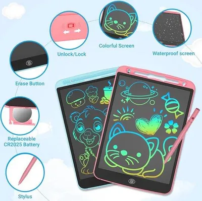 Obrázek produktu pro Sada 2 LCD tabletů – 10palcová kreslící deska s perem pro děti – ideální dárek pro chlapce i dívky