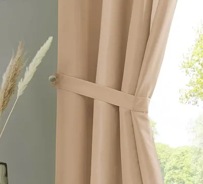 Produktbild von 1er Set Vorhänge Schal Ösen »Berlin« HxB 225x140 cm Sand Blickdicht Microsatin Lichtdurchlässig Uni Matt 20405N