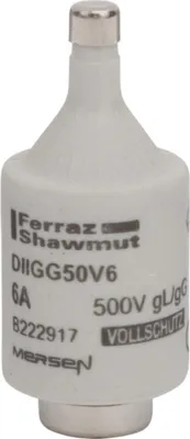 Imagen del producto de Mersen, cartucho de fusible tipo D, clase DII, 6A/AC500, DIIGG50V6