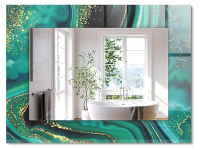 Produktbild von Abstrakte grüne Textur – Rechteckiger Spiegel mit Druck 80x60 cm – Modern - Dekorativ für die Wand