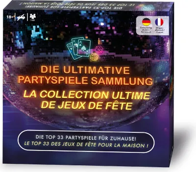 Produktbild von Die ultimative Partyspiele Sammlung – 33 Spiele für Zuhause (Deutsch & Französisch)