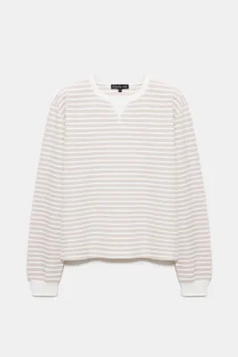 Produktbild von Langärmeliges gestreiftes Sweatshirt, Beige, S