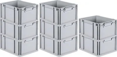 Produktbild von SuperSparSet 8x Eurobox NextGen Grip | HxBxT 22x30x40cm | 20 Liter | Griffe geschlossen | Glatter Boden | Eurobehälter, Transportbox, Transportbehälter, Stapelbehälter
