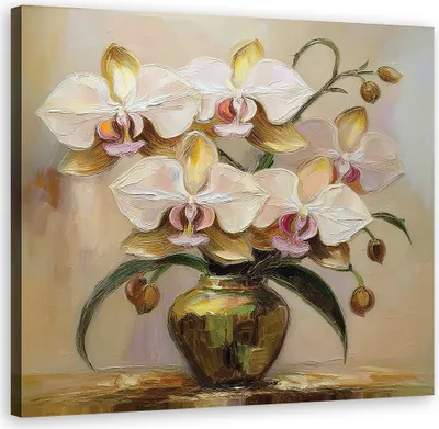Produktbild von Leinwandbild Blumenstrauß in einer Vase 60x60 Feeby Weiß bild für die wand bereit zum aufhängen