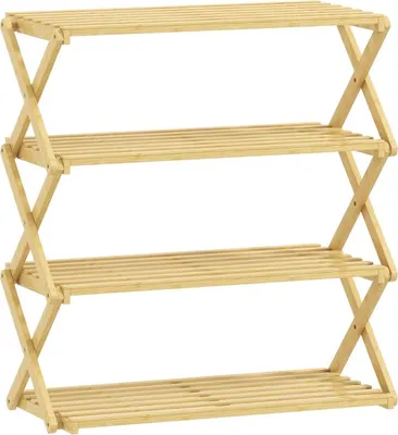 Immagine prodotto di Fortuna Lai Scarpiera a 4 ripiani, porta scarpe in bambù, per un massimo di 12 paia di scarpe, per ingresso, corridoio, 60 x 29 x 67 cm, naturale