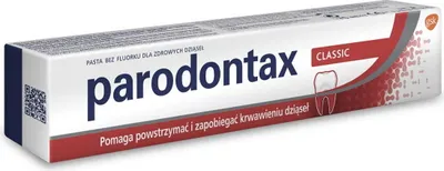 A tube of Parodontax toothpaste against a white background.