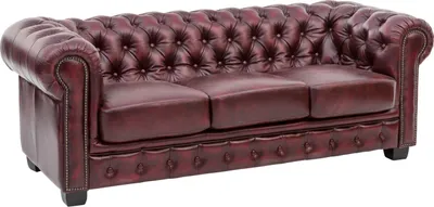 Produktbild von Sofa Chesterfield 3-Sitzer Echtleder rot