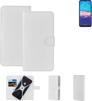 Produktbild von K-S-Trade Handy Hülle Schutz Hülle kompatibel mit Motorola Moto E6i Cover Case Bookstyle Bumper weiß 1x