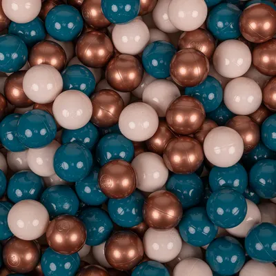 A close-up, overhead view of a pile of colorful plastic balls.