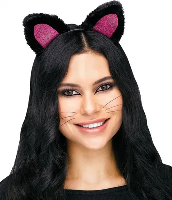 Produktbild von Schwarz-Pinker Katzenohren Haarreif für Halloween & Fasching