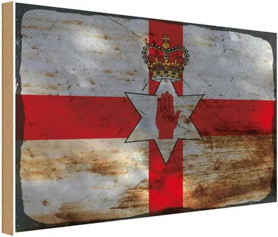 Produktbild von vianmo Holzschild 30x40 cm Nordirland Flagge Fahne Wappen