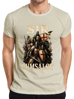 Zdjęcie produktu dla Koszulka męska "Sir Cumsalot Ritter Kreuzritter", średniowiecze, nadruk, sarkazm, kolor: naturalny, rozmiar: 3XL