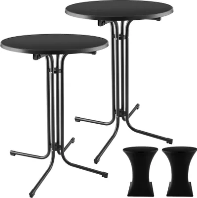 Image de Table haute EREN pliable avec housse 90x110 cm - noir, Lot de 2