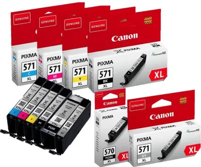 Image de Cartouches d'impression originales Canon PGI-570XL/CLI-571XL - Multipack de 6 (CMYK/GY/PGBK)