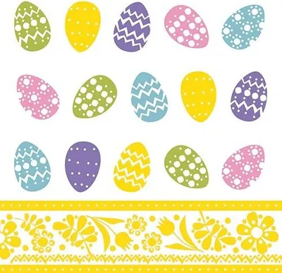Produktbild von 600 Papstar Servietten, 3-lagig 1/4-Falz 33 cm x 33 cm Coloured Eggs 87369